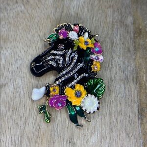 🦓 Zebra Colorful Floral Enamel Brooche
